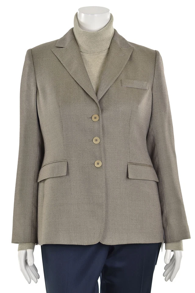 Chaqueta blazer para mujer Armani Collezioni color topo ojo de pájaro mezcla seda/cachemira talla 14 Foto 2 de 4
