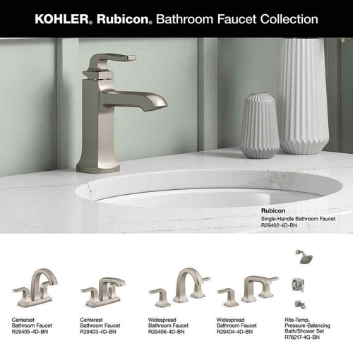 KOHLER Rubicon Single Hole Handle Bathroom Faucet in Vibrant Brushed Nickel - Picture 9 of 10