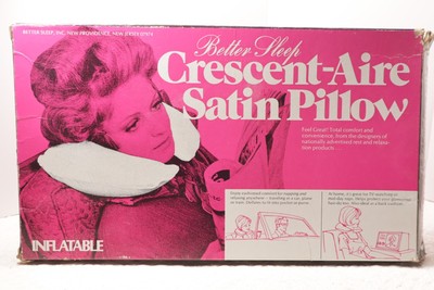 Better Sleep Crescent-Aire Inflatable Pink Satin Pillow Orig. BOX RETRO Vintage