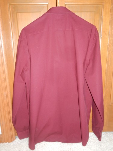 HAGGAR Classic Men Burgundy Cotton Spandex Long-Sleeve Dress Shirt 16-16.5/34-35 - Picture 4 of 11
