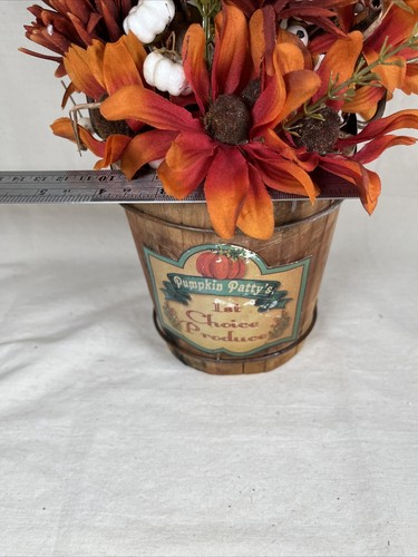 Fall Decor - Pumpkin Patty’s Wooden Bucket Filled Artificial Floral Display - Picture 19 of 21