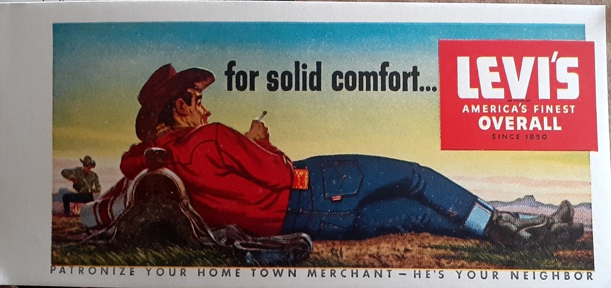 1939 LEVI’S Ink Blotter New Old Stock UNUSED 1940s 1950'S INK BLOTTER LEVI'S 501