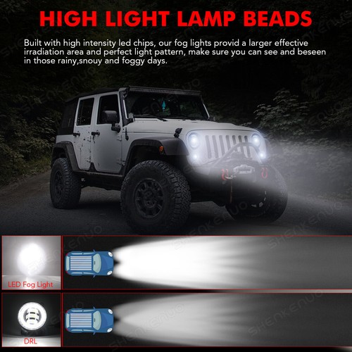 Pair 4 Inch Fog Light Driving Lamp LED bulbs Right Left Side Car Accessories - Picture 9 of 16
