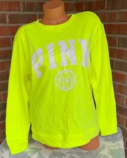 Victoria's Secret Pink Oversized Crew Neck Sweatshirt Green Logo sz Small