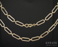 14k Yellow Gold 3.9mm Paperclip Chain Link Ladies Necklace 13.2g 18.5"L i19336