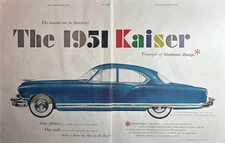 1951 Kaiser Automobile De Luxe 4 Door Sedan Anatomic Design Vintage Print Ad