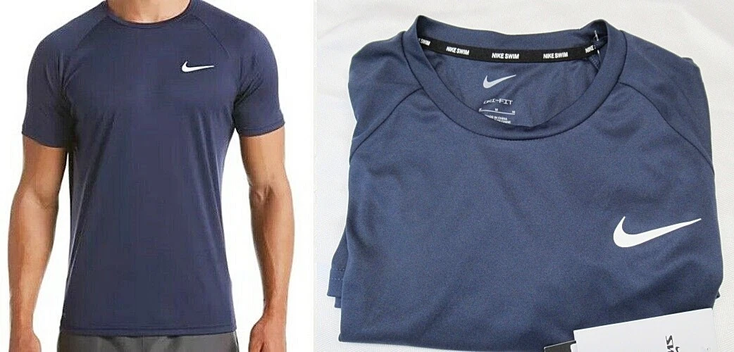 Nike Men's Hydroguard Dri-FIT Stretch UPF 40+ Guard Swim Top Size M Navy NWT