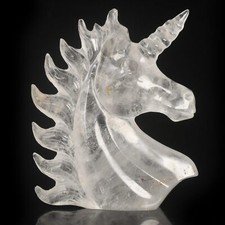 4.06"Natural Clear Quartz Crystal  Unicorn Carving Metaphysic Power #36Y01 