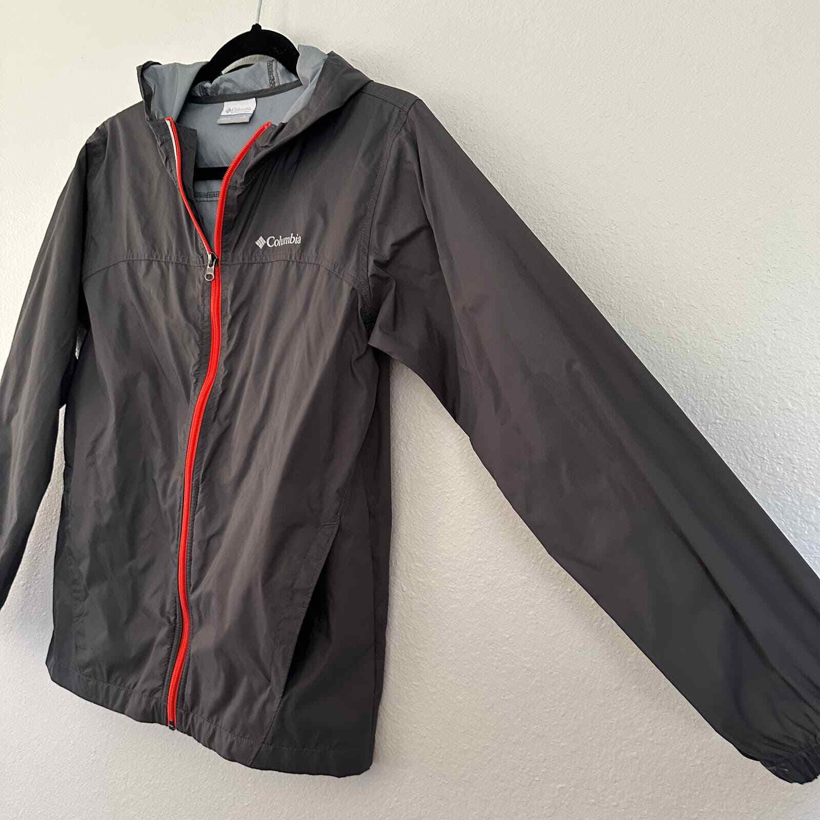 Columbia Kids Windbreaker Rain Zip Front Hood Jacket Pockets Black