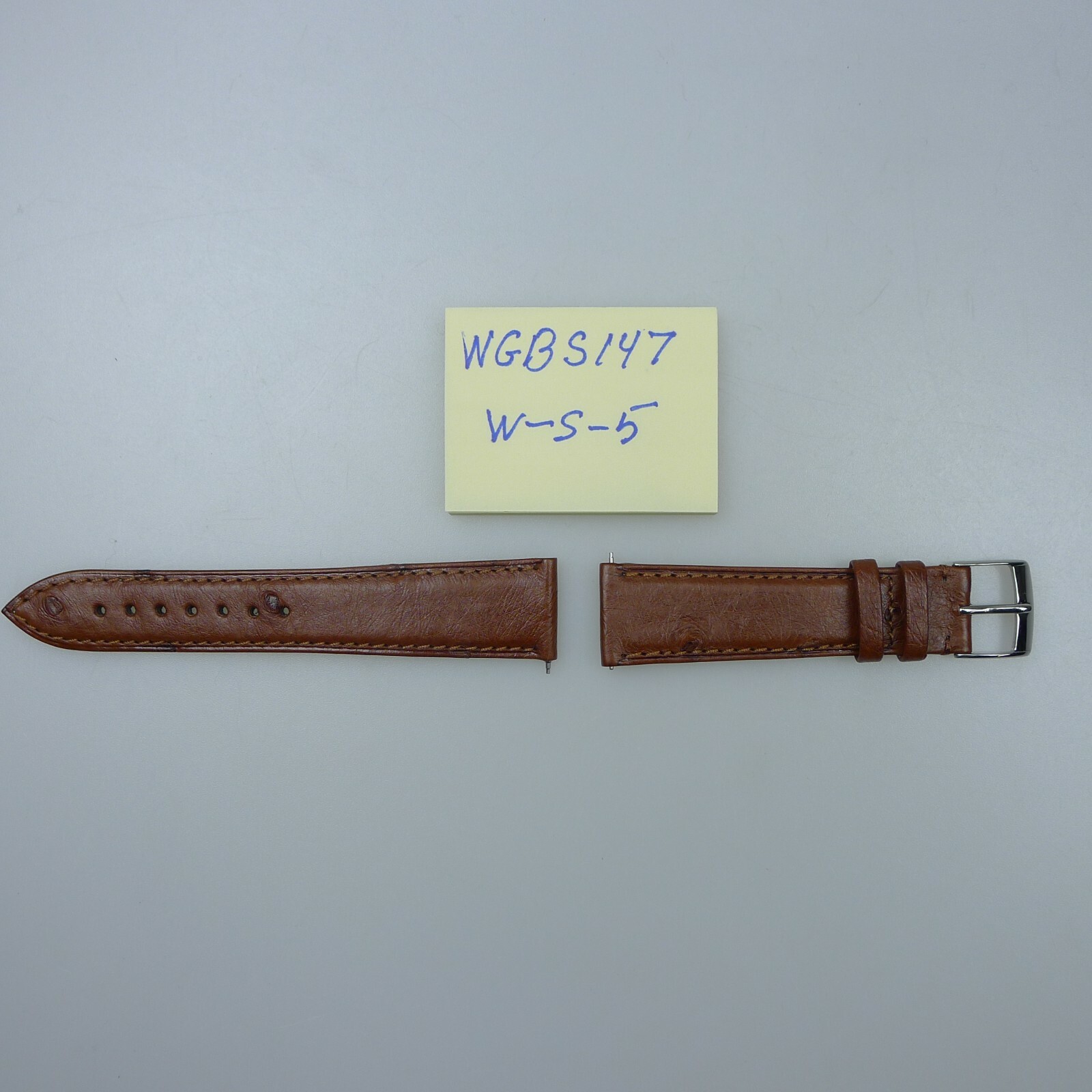 Brown Ostrich Shapur Watch Strap with Clasp & Pin