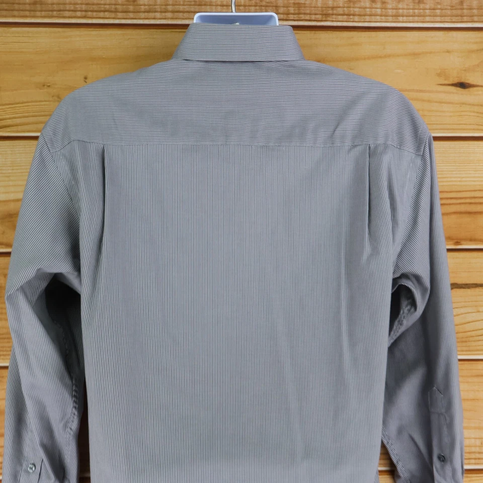 Axcess Dress Shirt Non-Iron Mens 15.5 x 32/33 Gray Striped Cotton Point Collar - Image 4 of 4
