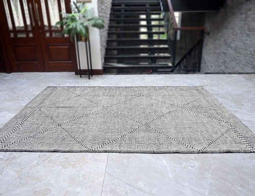 Handmade Black & White Checkered Kilim 6x9, Flatweave for Bedroom & Livingroom - Picture 3 of 11
