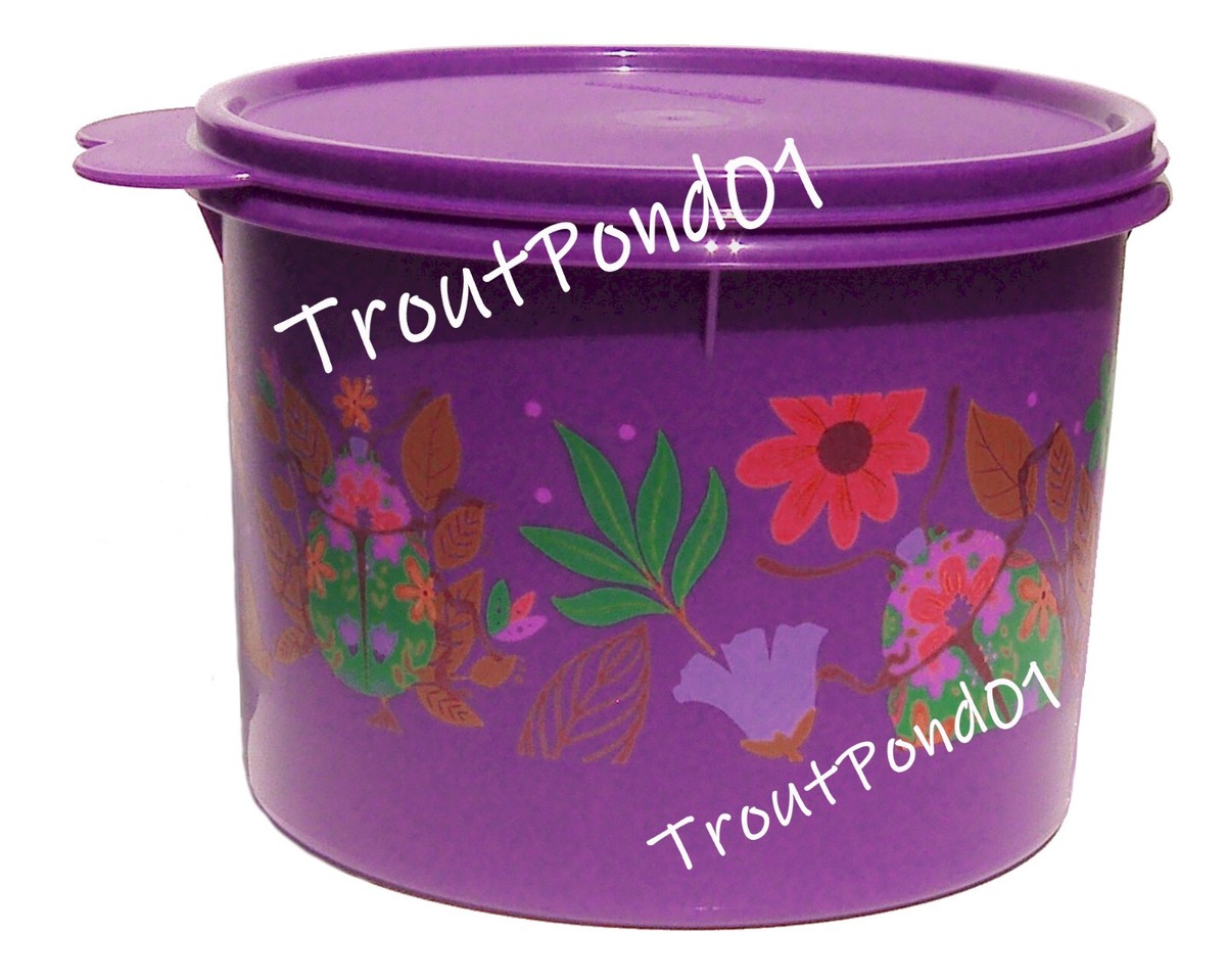 Tupperware Canister Stacking Nesting Storage 7 Cups Flowers Purple