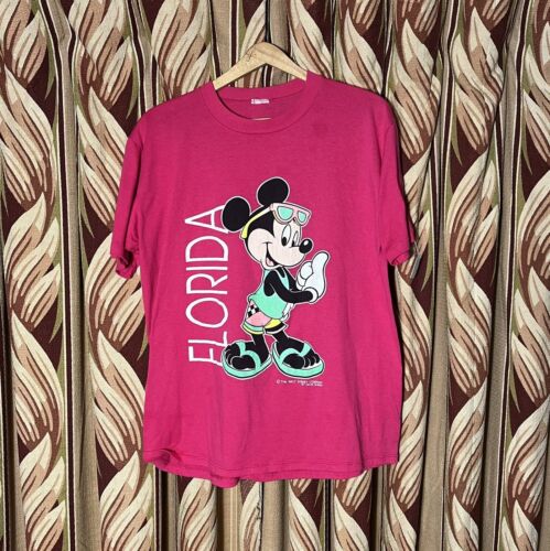 lata 80. 1990. Floryda Disney Myszka Minnie Koszulka Velva Sheen Pojedynczy przeszyw M L - Zdjęcie 1 z 4