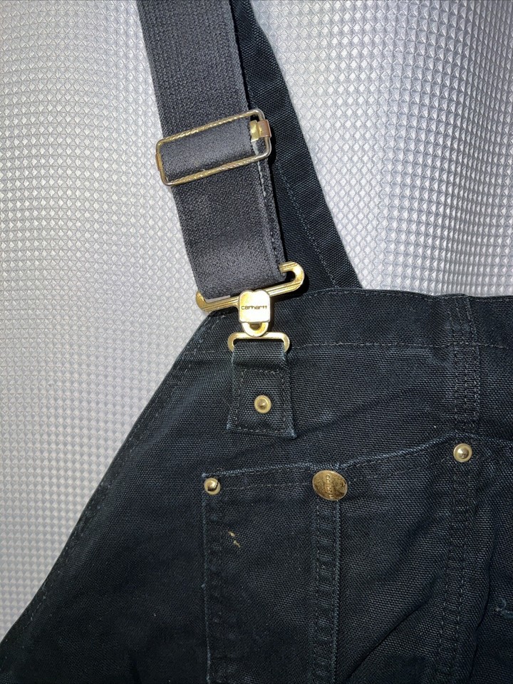 Carhartt RO1 BLK Men's Black Duck Canvas Bib Overalls Uninsulated 48x28