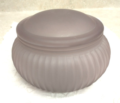 Vintage Light Purple/Lavender Satin Glass Vanity Powder Trinket Jar Lidded