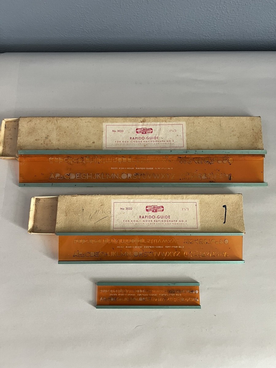 Vintage Koh-I-Noor Rapido-Guide Rapidograph Guides Letter Stencils
