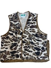 Vintage Game Winner Camouflage Hunting Vest Sz Large 100 Cotton 1970  s Duck
