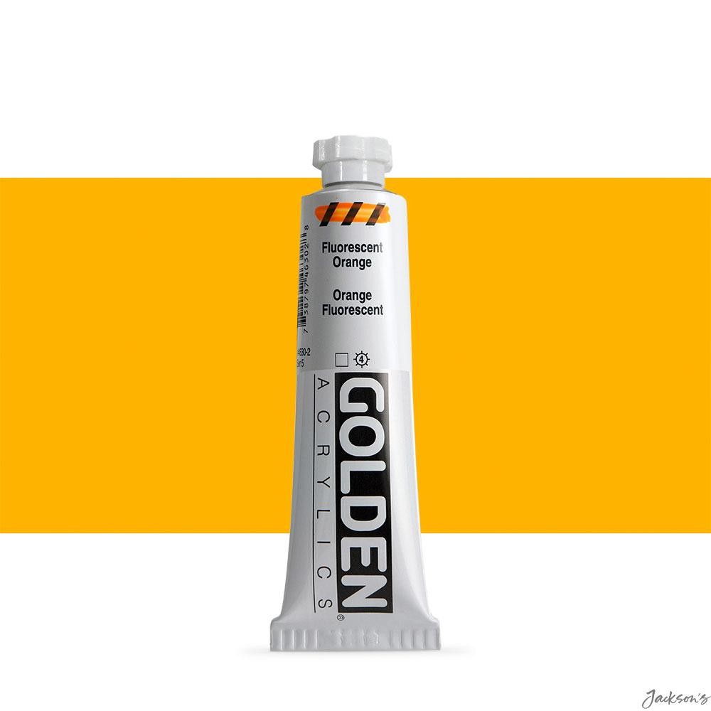 Golden Heavy Body Acrylic Paint 59ml Fluorescent Orange For Artists