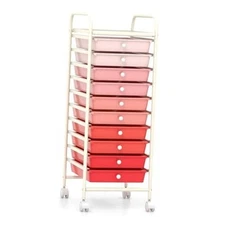 HOMGX Storage Cart with 10 Drawers, 10 Tiers Rolling Drawer Cart with 2 