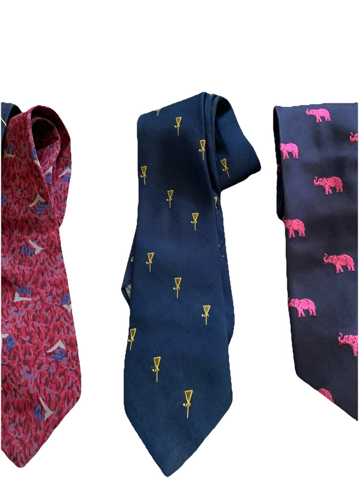 LOTTO (7) Cravatte Uomo Vintage Seta Stravaganti Classici Tennis Elefanti Paisley Liberty - Immagine 3 di 4