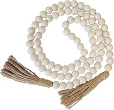 58" , Boho Decor Wood Beads Garland Farmhouse Wall Hanging Decorations Natural