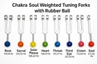 ? Weighted Chakra & Soul Star Tuning Forks – 8 Fork Healing Set w Rubber Balls