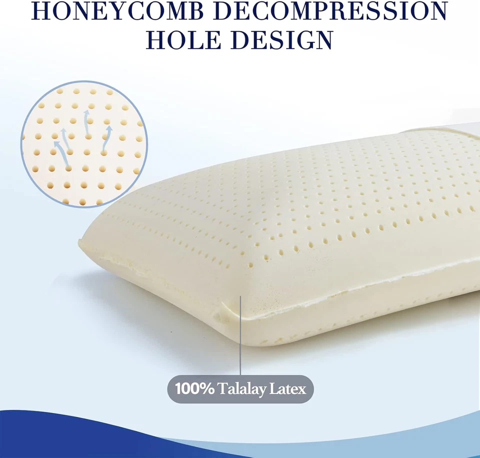 Latex Foam Pillow, Queen Size, Extra Soft Natural Latex Sleeping Pillow, Ivory - Image 2 of 4