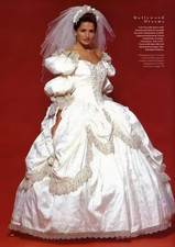 History 1980s' Victorian Wedding Dresses Off Shoulder puffy Long Sleeve Ruched