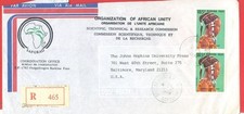 Burkina Faso 185f Head Dress Pair used on AFRICAN UNITY Adv cover Registered USA