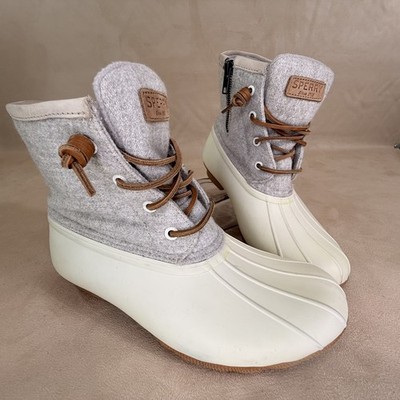 Sperry Saltwater Duck Boots Women s 8M Beige Wool Thinsulate Waterproof