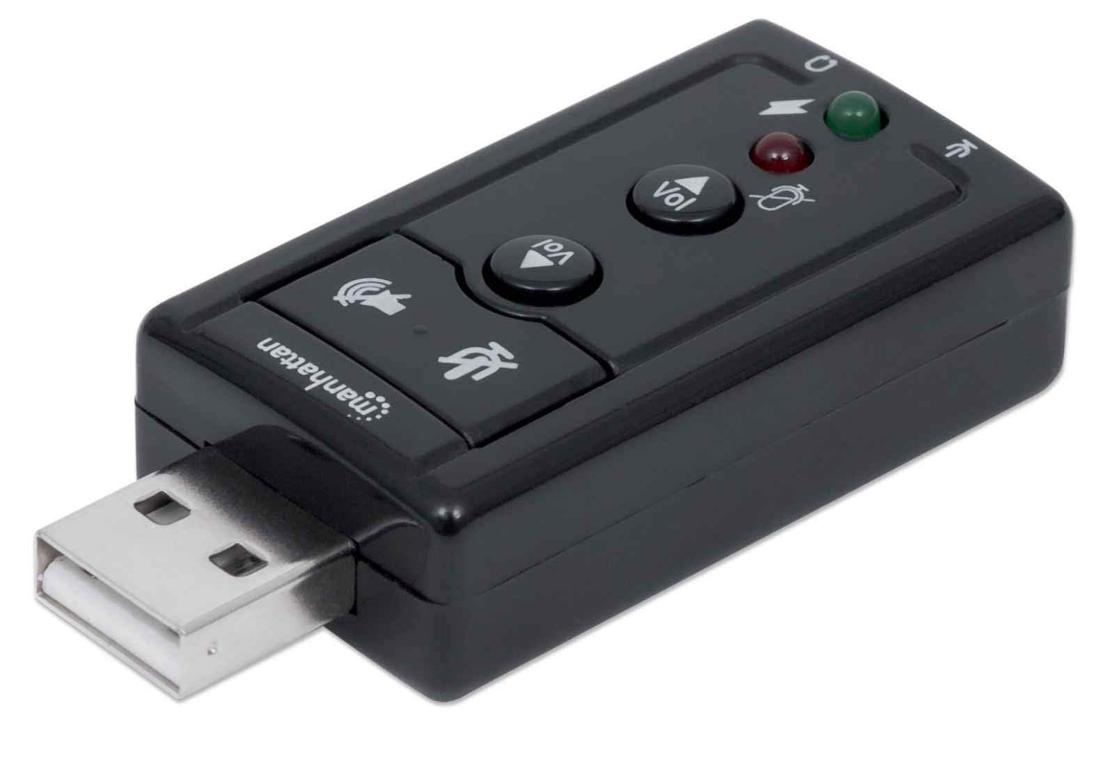Manhattan USB-A Sound Adapter, USB-A to 3.5mm Mic-in and Audio-Out ports