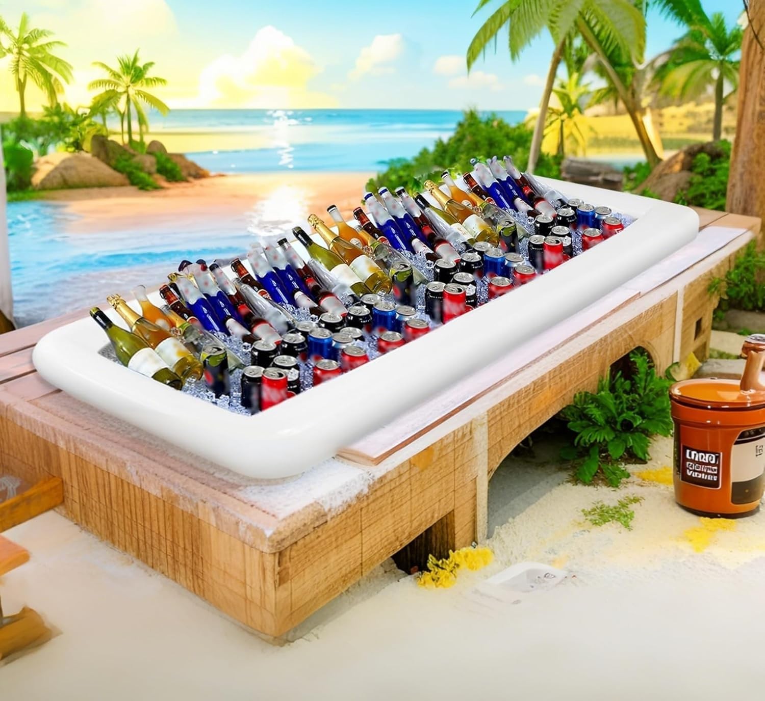 Inflatable Cooler Table 3 Pack Serving Bars Floating Pool Bar Ice Buffet Trays