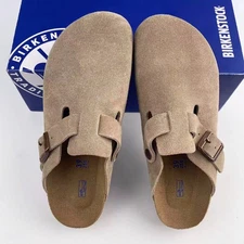 Birkenstock Boston Soft Footbed Taupe Suede Leather Unisex Shoes Size EU 37-45
