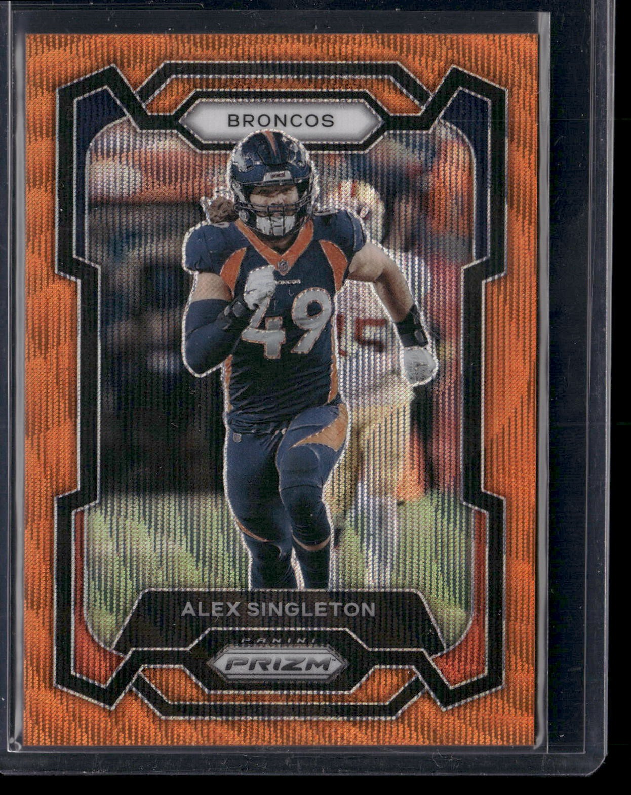 2023 Panini Prizm Alex Singleton Orange Wave Prizm /60 #84 Denver Broncos