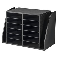 Literature Organizer, 12 Compartments Office Mailbox with Side Vertical Storage,