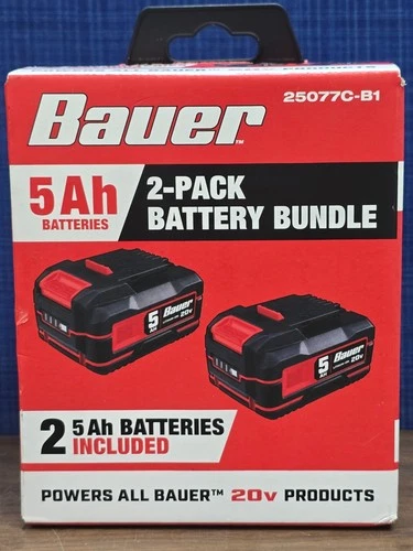 Bauer 20V 5 Ah 25077C-B1 Lithium-Ion 2-pack Battery Bundle (73253)