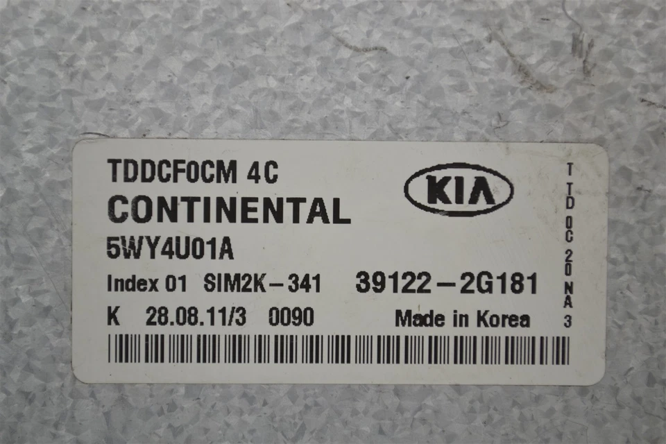 391222G181 Kia Forte 2011-13 2,0 L AT Unidad de control del motor Módulo ECU 16E1 308 B18 Foto 4 de 4