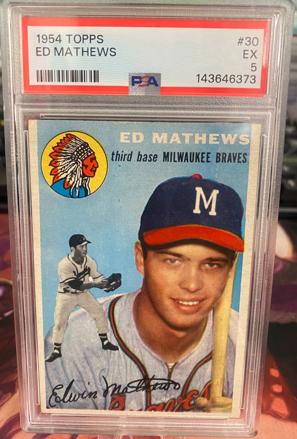 1954 TOPPS, ED MATHEWS #30 PSA EX 5
