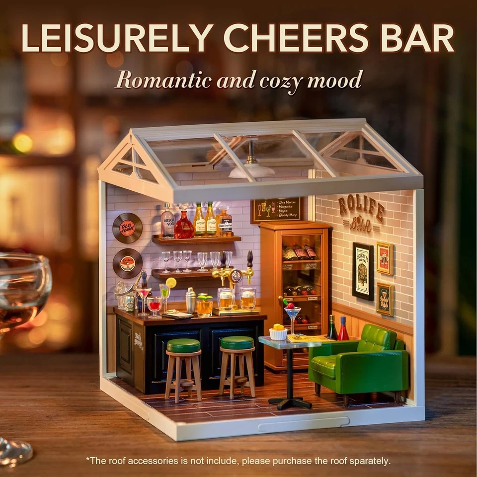 Rolife DIY Miniatur Puppenhaus Kit Leisurely Cheer Bar Beleuchtete Modellbausatz - Bild 1 von 4