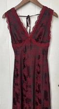 Bnwt Burgundy Black Lace Slip Long Dress Size 10 90s Bias Vintage