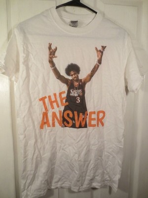 Vintage Allen Iverson ''The Answer'' White T Shirt Stackz, NY Queens, NY Size S
