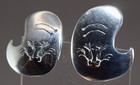 VTG STERLING SILVER MEXICO MODERNIST ROADRUNNER BIRD SCREW BACK EARRINGS SIGN JS — photo 2