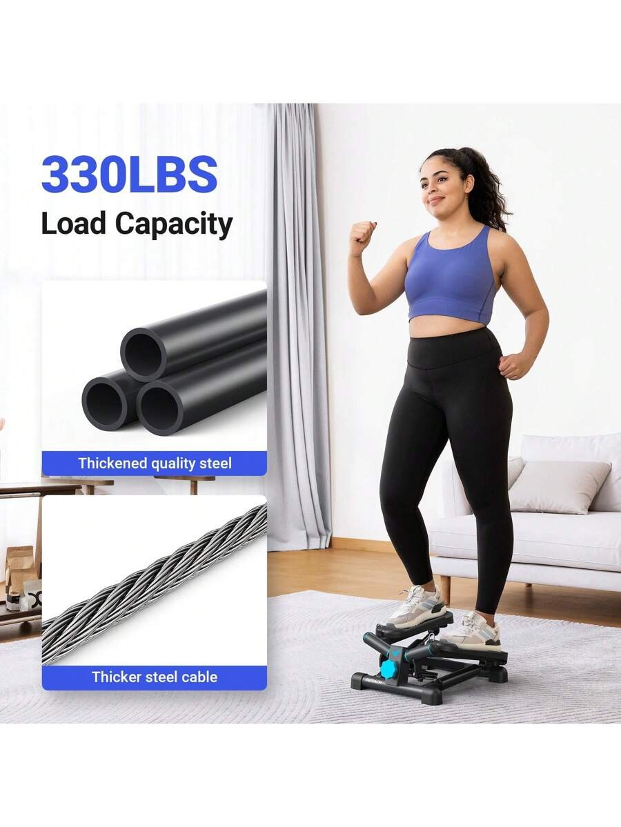 Twisting stepper with resistance band, weight capacity 330 lbs