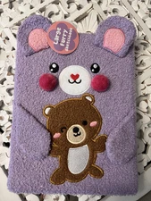 Plush Sketchbook Sketch Book Drawing Journal Purple Teddy Bear Easter Gift 8x11