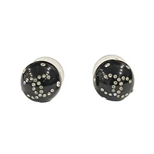 08A CHANEL COCO Mark Rhinestone Ball Stud Ear...