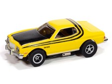 AUTO WORLD ' 76 Ford Torino-Gloss Yellow  Gloss Black Xtraction SLOT CAR