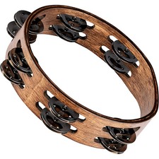 Meinl Compact Wood Tambourine Double Row Stainless Steel Jingles 8" Walnut Brown