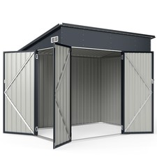Triple Door Garden Storage Shed Galvanized Steel Sloped Roof Backyard Bike Tool