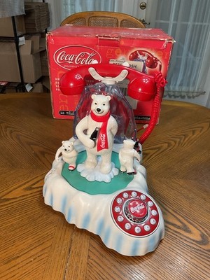 Vtg Coca Cola Animated Polar Bear Ice Skating Iceberg Telephone NEW